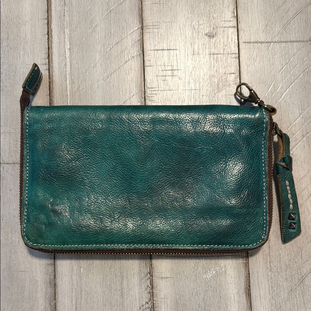 Bed Stu Teak and Teal Leather Wallet